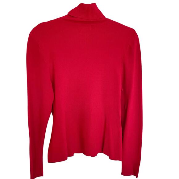 Worthington Red Rib Knit Turtleneck Size Large Closet Staple Fall Winter Career - Picture 3 of 6